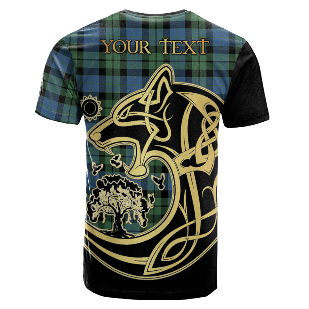 Printivon MacKay Ancient Crest Celtic Wolf Tartan T Shirt Custom Your Text