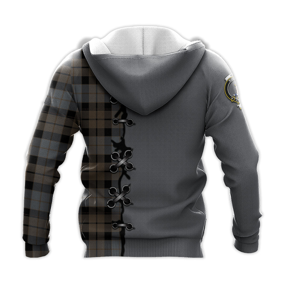 Printivon Mackay Weathered Tartan Hoodie Lion Rampant And Celtic Thistle Style