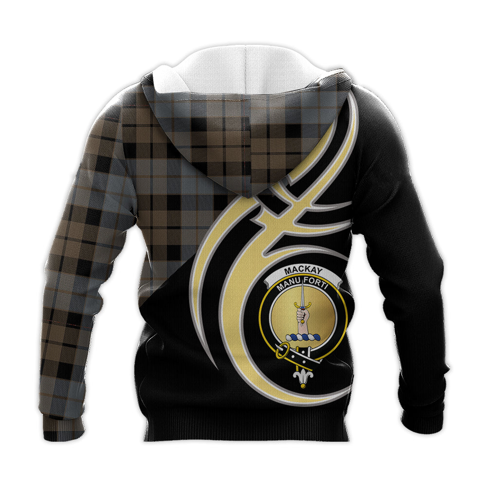 Printivon Mackay Weathered Clan Believe In Me Crest Tartan Knitted Hoodie Custom Your Text