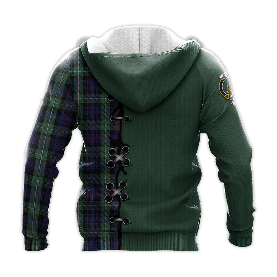 Printivon Mackenzie Hunting Green Tartan Hoodie Lion Rampant And Celtic Thistle Style