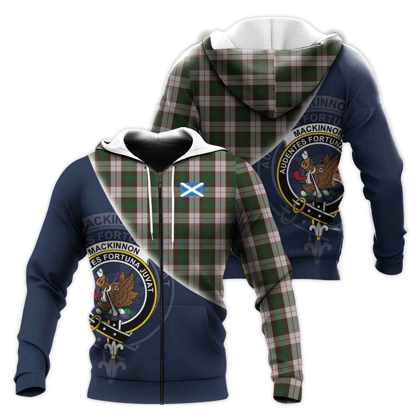 Printivon Mackinnon Dress Tartan Scottish Crest Hoodie