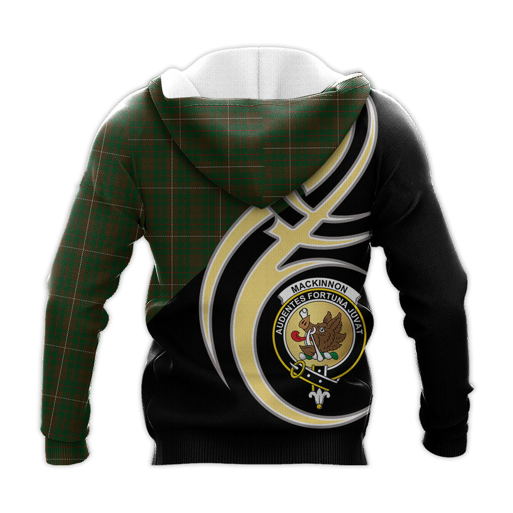 Printivon Mackinnon Hunting Clan Believe In Me Crest Tartan Knitted Hoodie Custom Your Text