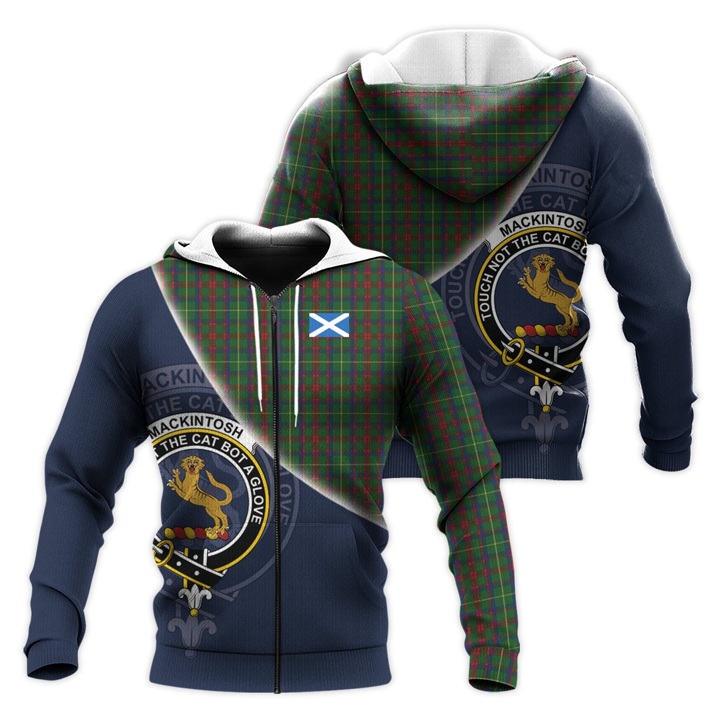 Printivon Mackintosh Hunting Tartan Scottish Crest Hoodie