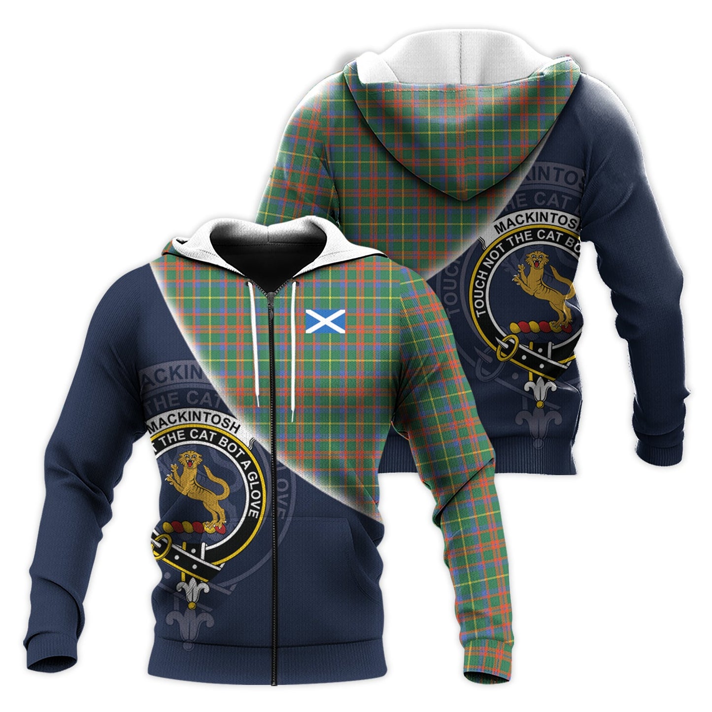 Printivon Mackintosh Hunting Ancient Tartan Scottish Crest Hoodie