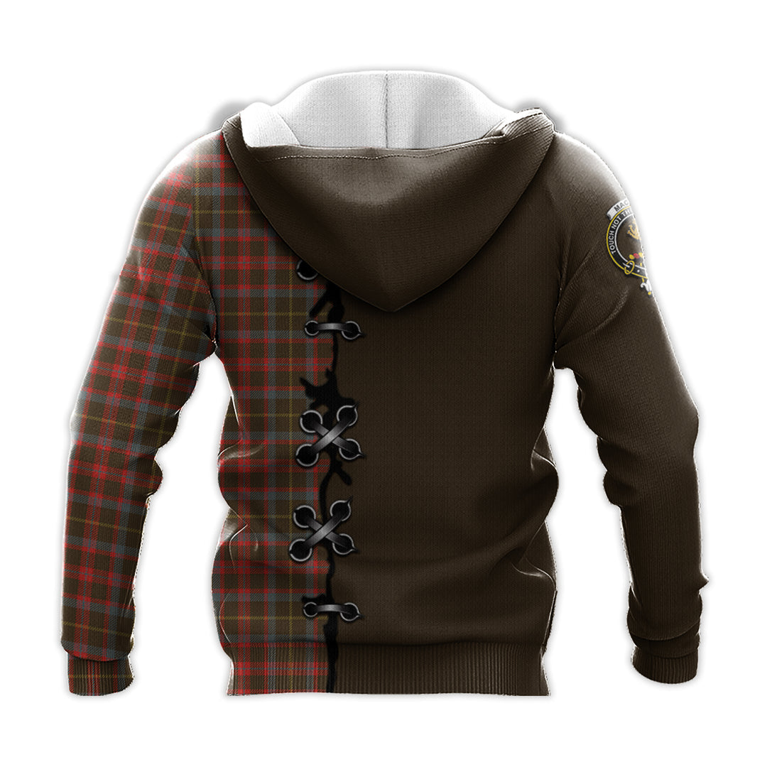 Printivon Mackintosh Hunting Weathered Tartan Hoodie Lion Rampant And Celtic Thistle Style