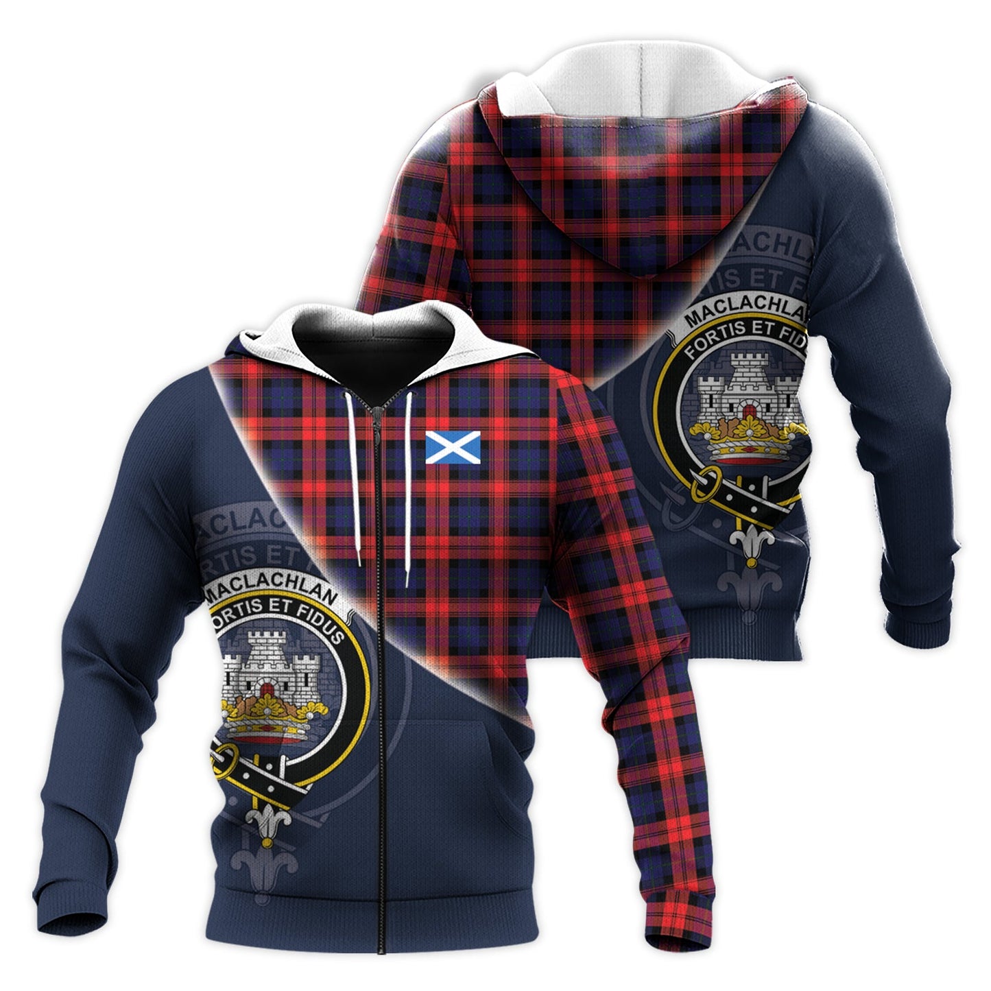 Printivon Maclachlan Modern Tartan Scottish Crest Hoodie