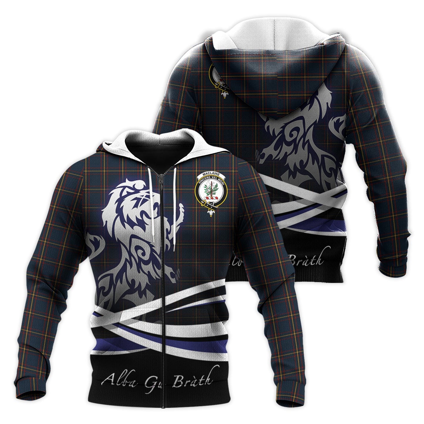 Printivon Maclaine Of Lochbuie Hunting Tartan Scottish Lion Hoodie
