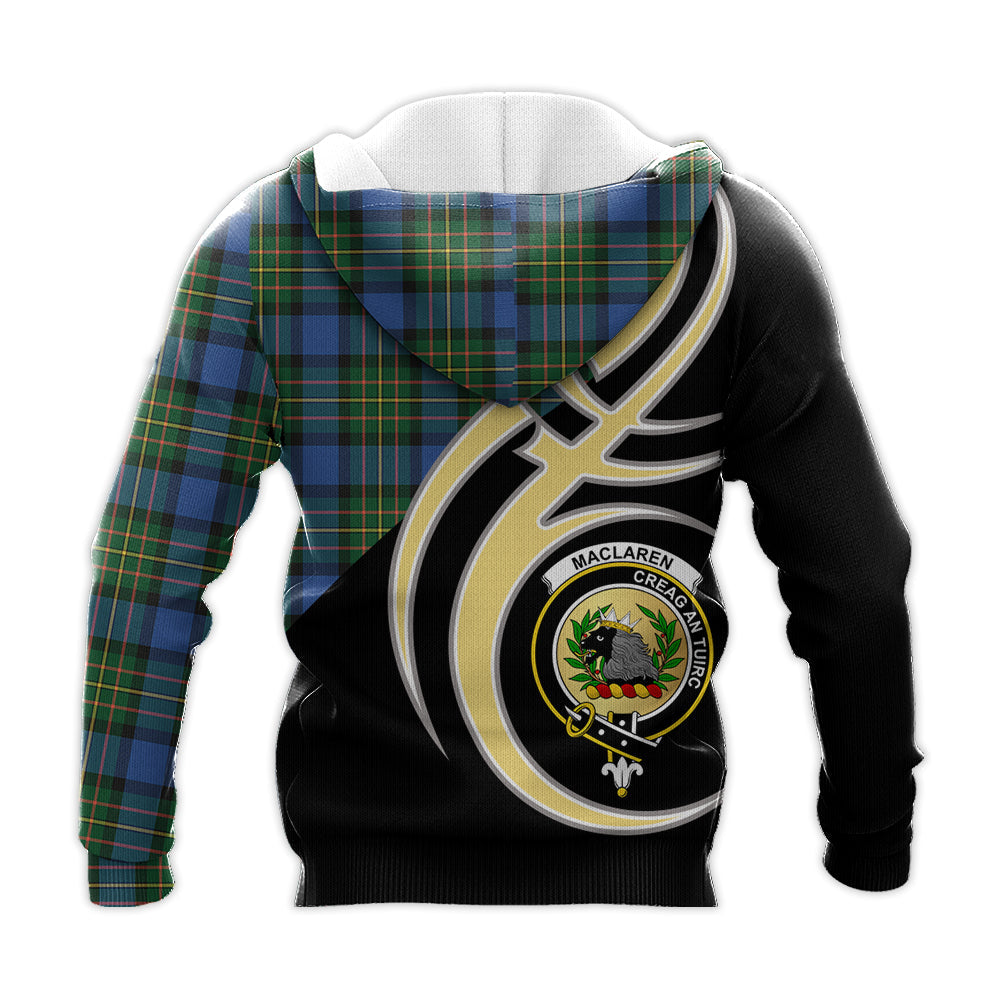 Printivon Maclaren Ancient Clan Believe In Me Crest Tartan Knitted Hoodie Custom Your Text
