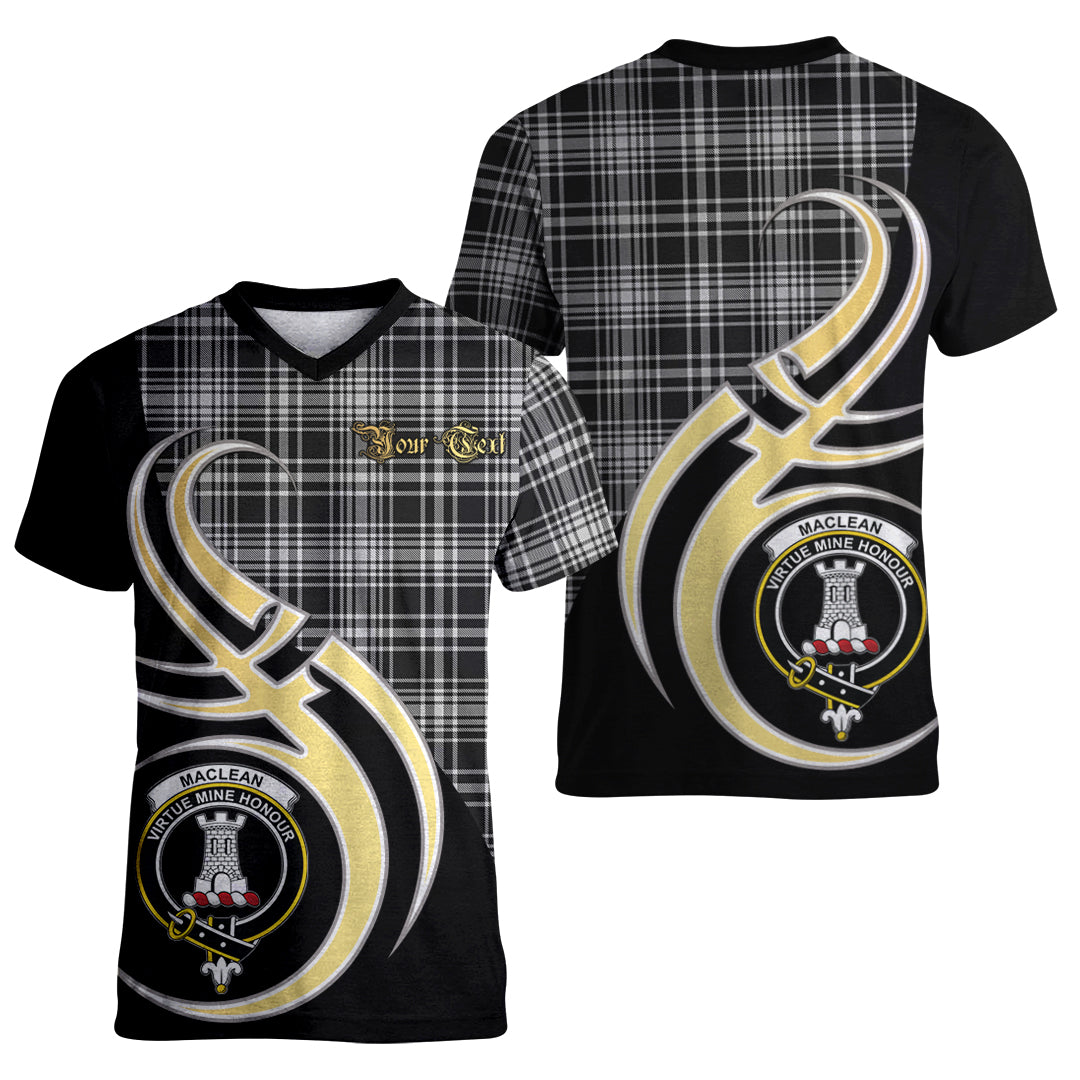 Printivon MacLean Black and White Tartan Crest Believe In Me T Shirt