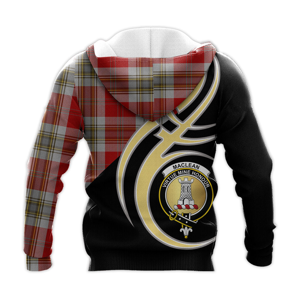 Printivon Maclean Of Duart Dress Red Clan Believe In Me Crest Tartan Knitted Hoodie Custom Your Text