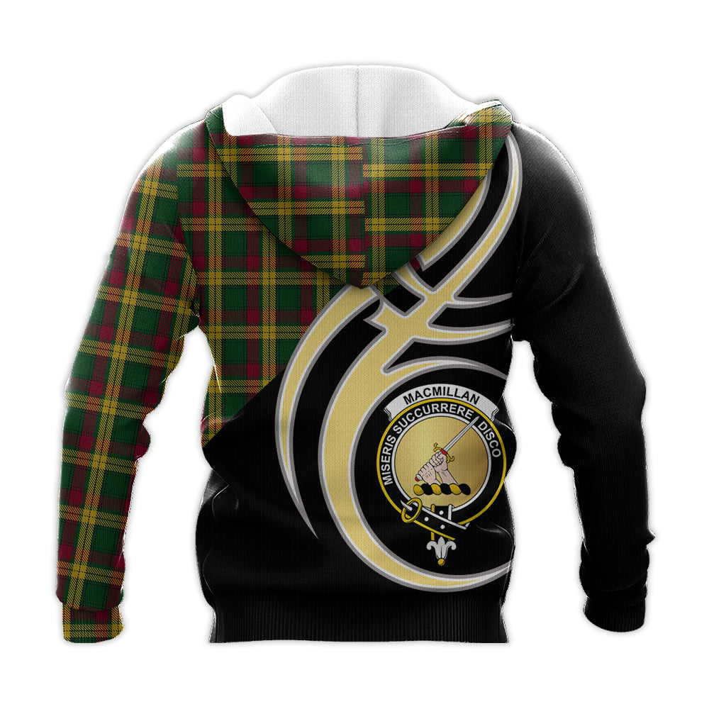 Printivon Macmillan Ancient Clan Believe In Me Crest Tartan Knitted Hoodie Custom Your Text