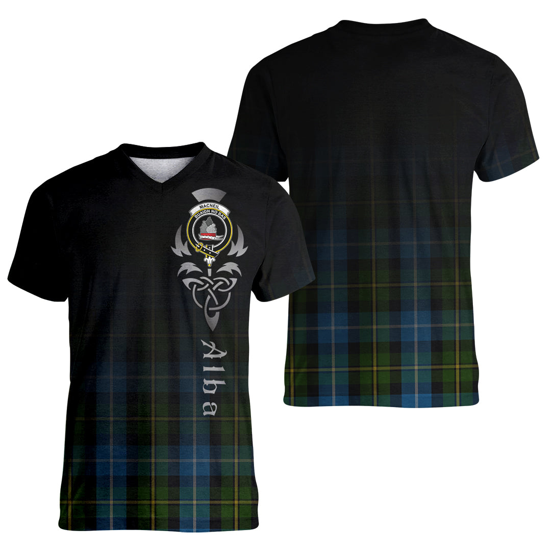 Printivon MacNeil of Barra Tartan Crest Alba Celtic T Shirt