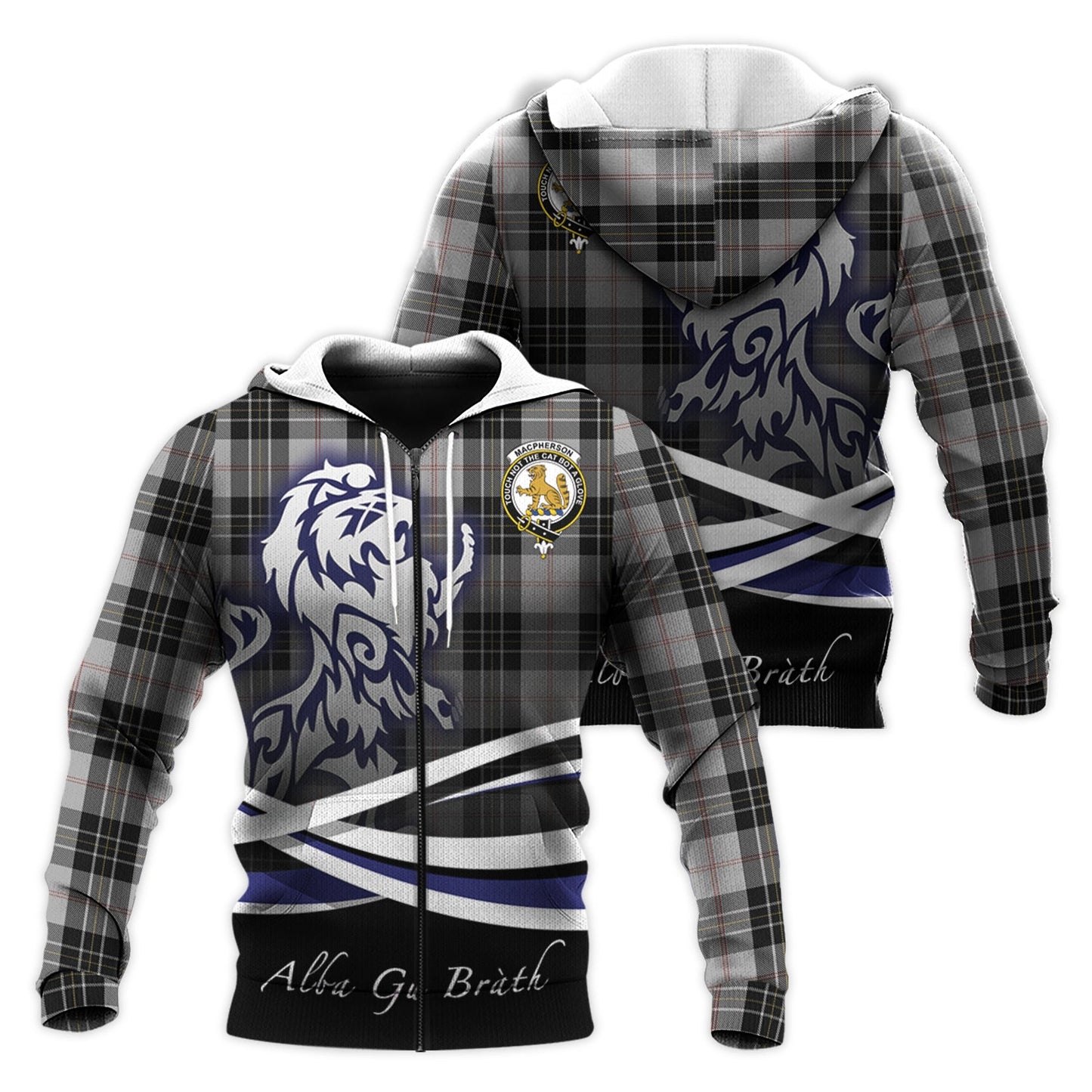 Printivon Macpherson Dress Tartan Scottish Lion Hoodie