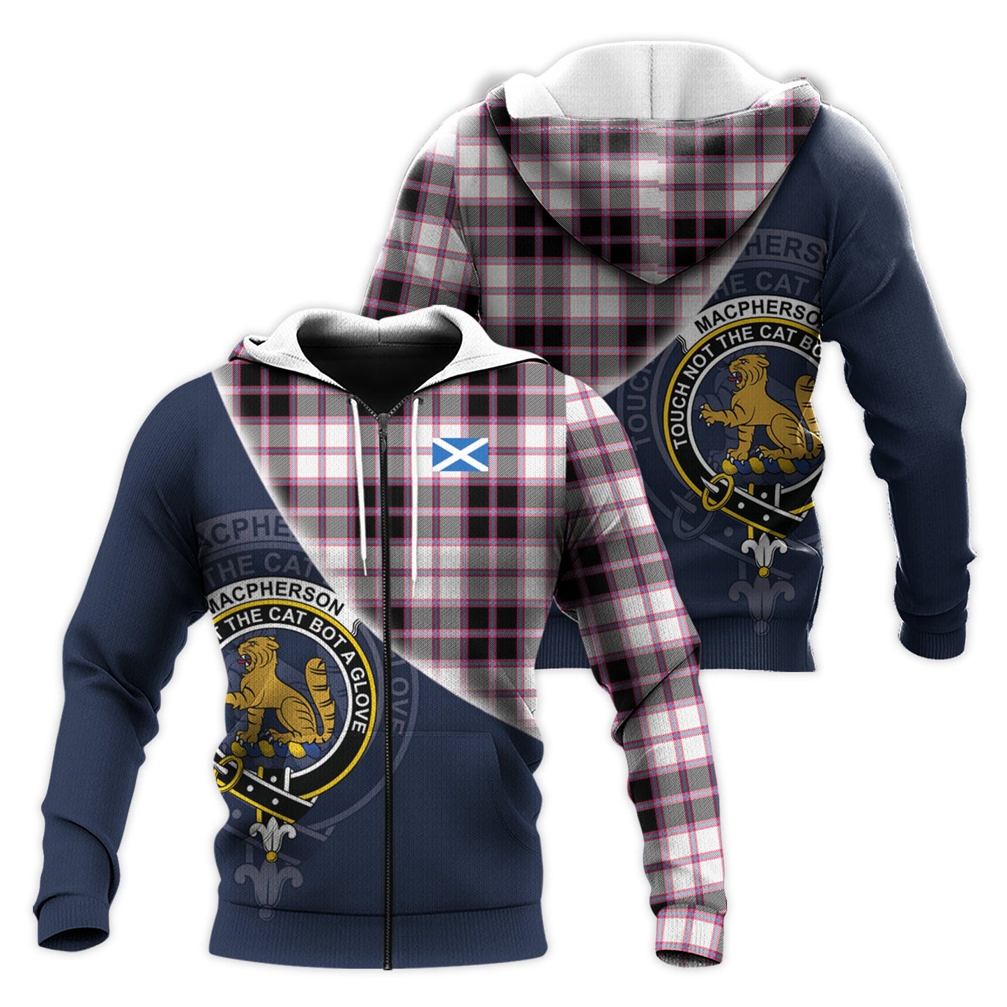 Printivon Macpherson Hunting Modern Tartan Scottish Crest Hoodie