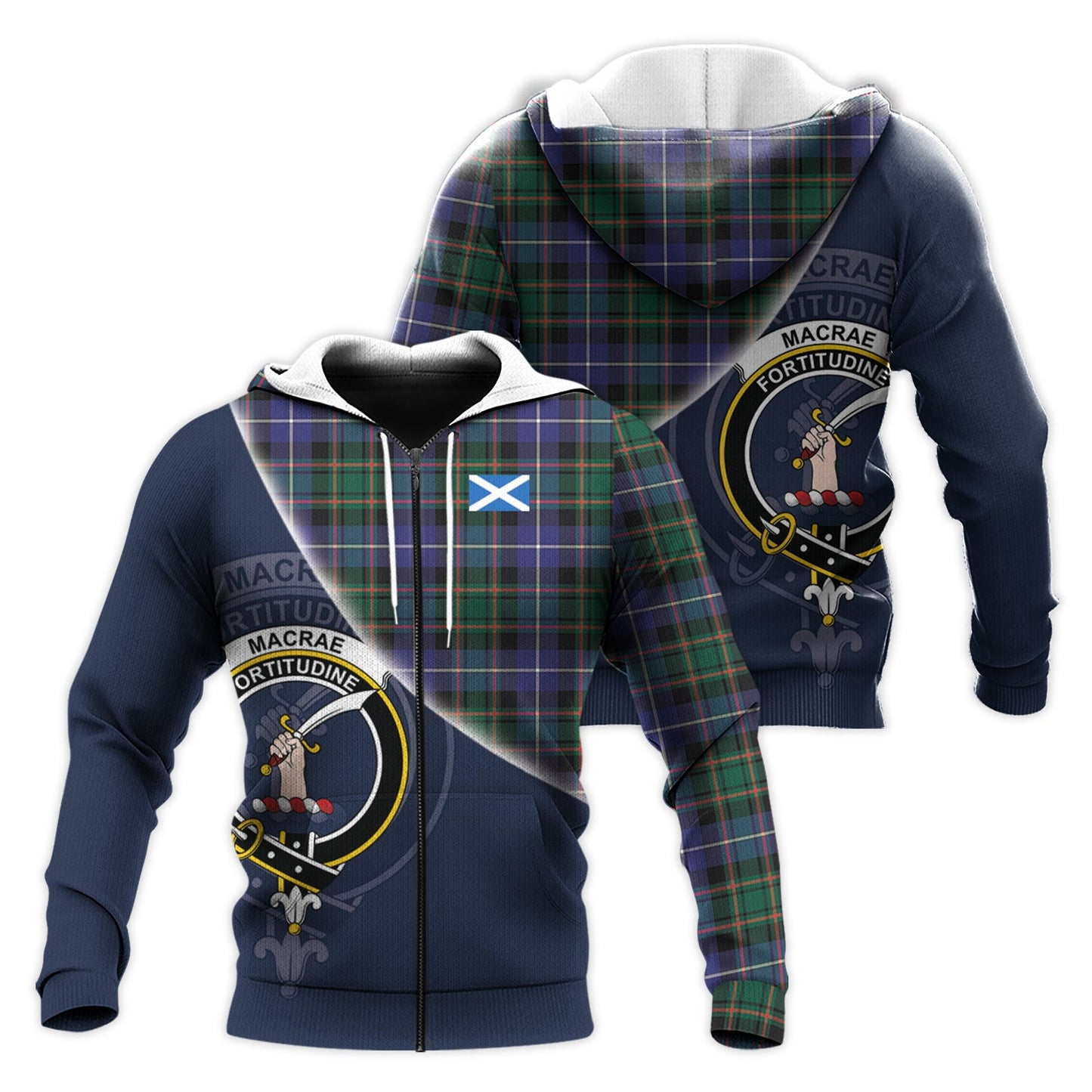 Printivon Macrae Hunting Modern Tartan Scottish Crest Hoodie