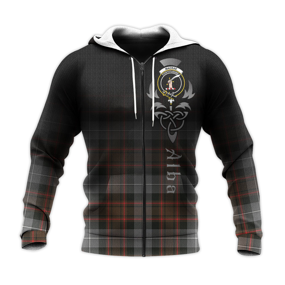 Printivon Macrae Hunting Weathered Tartan Crest Alba Celtic Hoodie