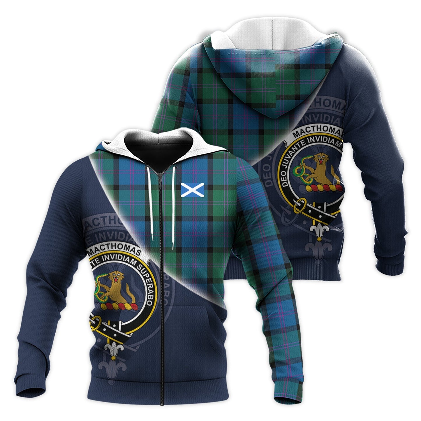Printivon Macthomas Tartan Scottish Crest Hoodie