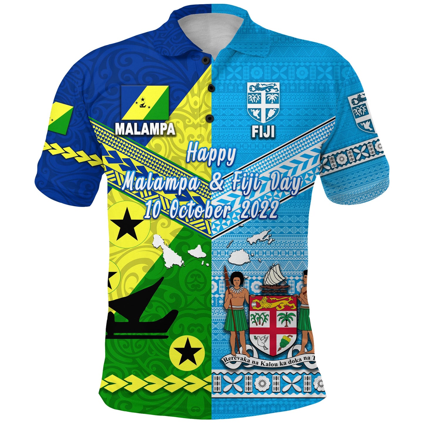 Happy Vanuatu Malampa Province And Fiji Day 10 October 2022 Polo Shirt Together