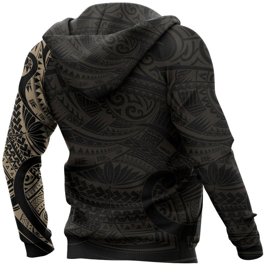 Custom Text Maori Tattoo Style All Over Hoodie Golden Custom Version