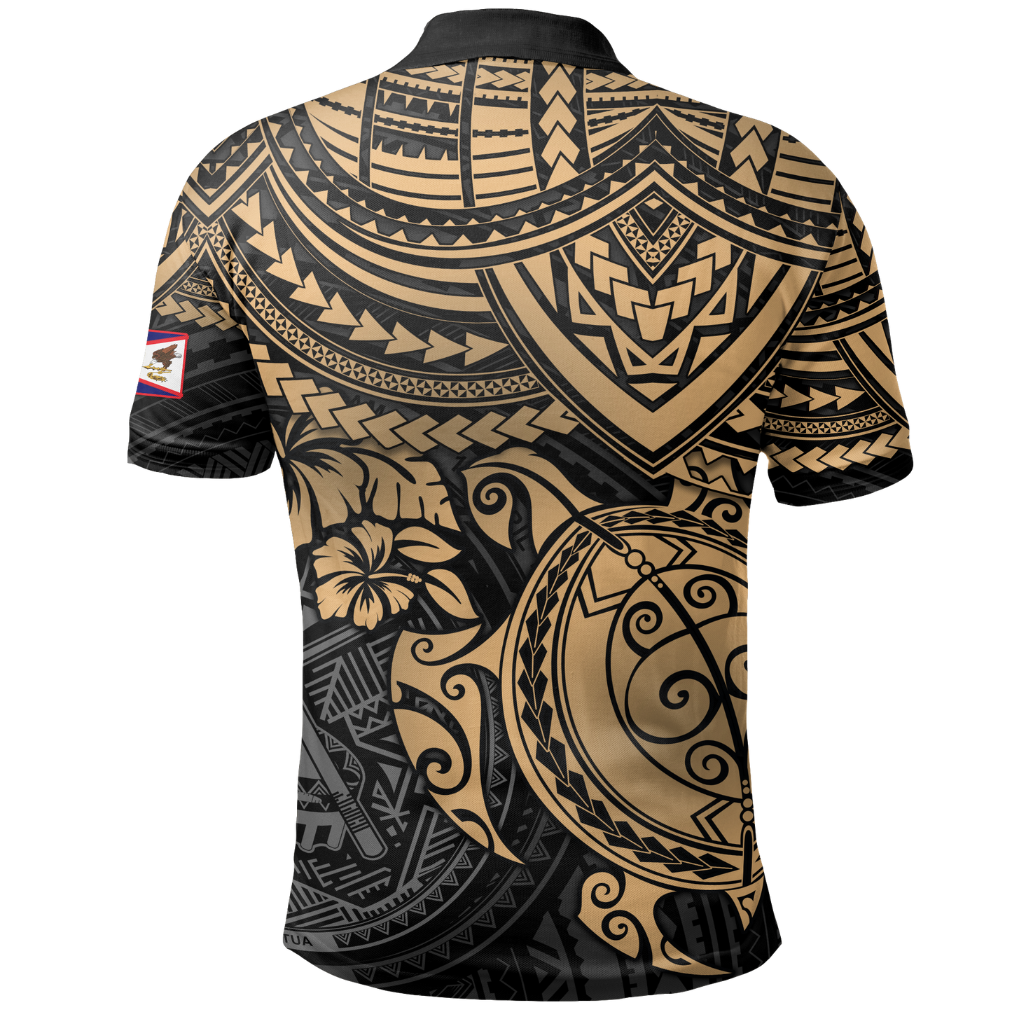 American Samoa Polo Shirt - American Samoa Flag Seal Gold Turtle