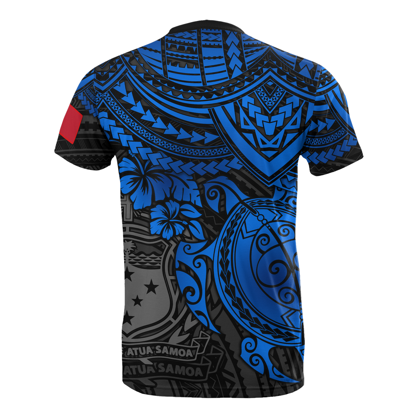 Samoa T Shirt Samoa Coat of Arms Polynesian Blue Turtle Hibiscus