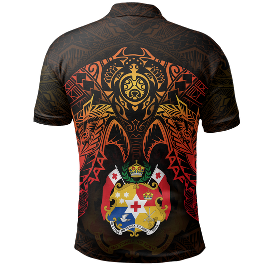 Tonga Polo Shirt - Tonga Coat Of Arms Red Manta Ray