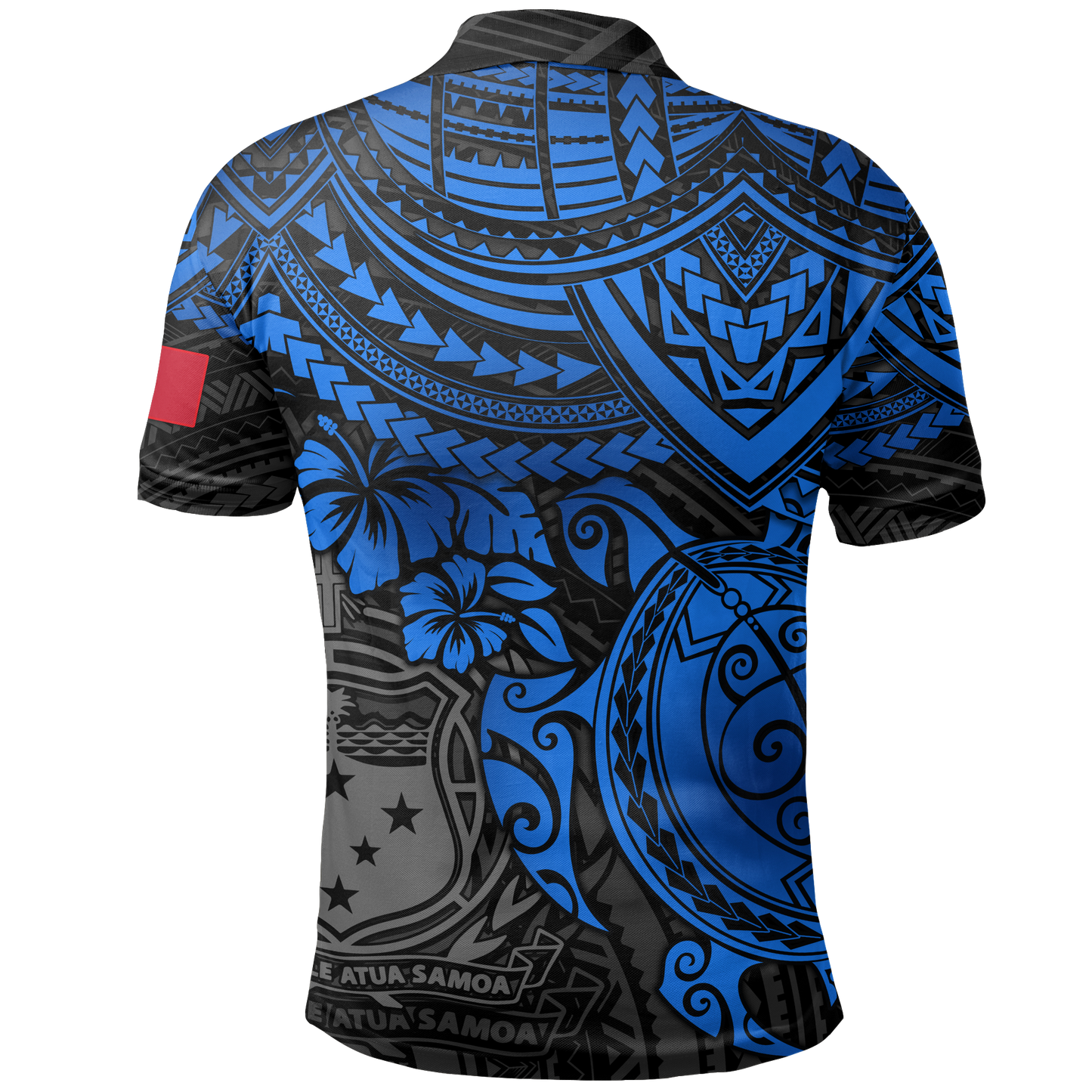 Samoa Polo Shirt - Samoa FLag Coat Of Arms Blue Turtle Hibiscus