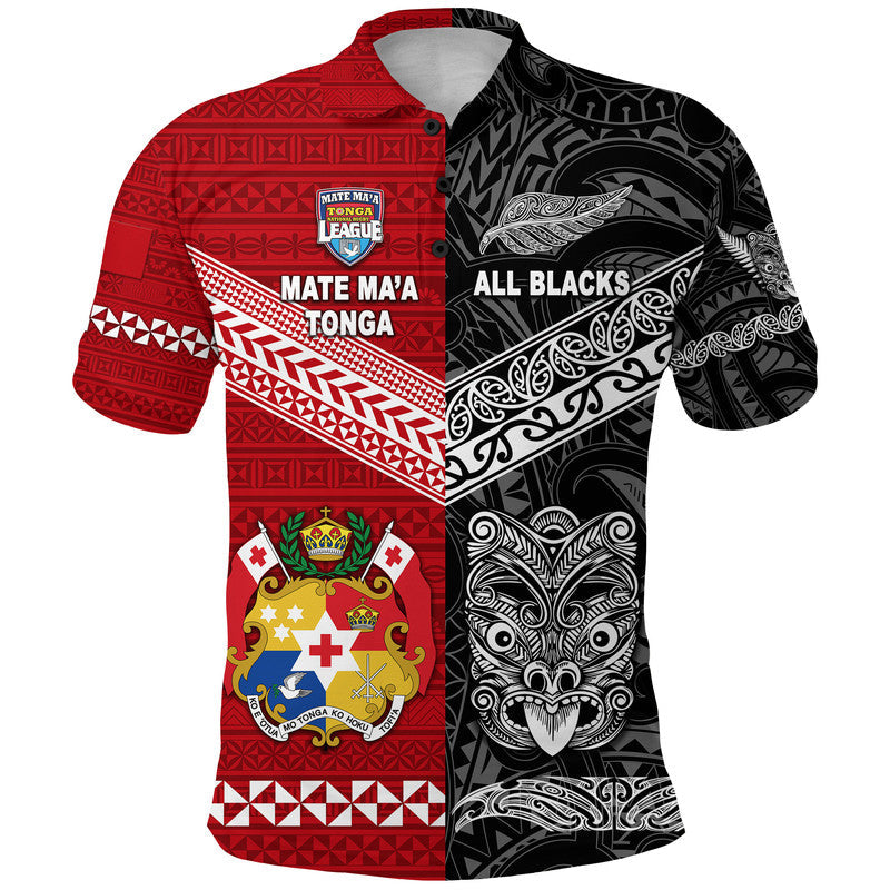 Mate Ma'a Tonga Ngatu And New Zealand Maori All Black Aboriginal Polo Shirt Rugby Together