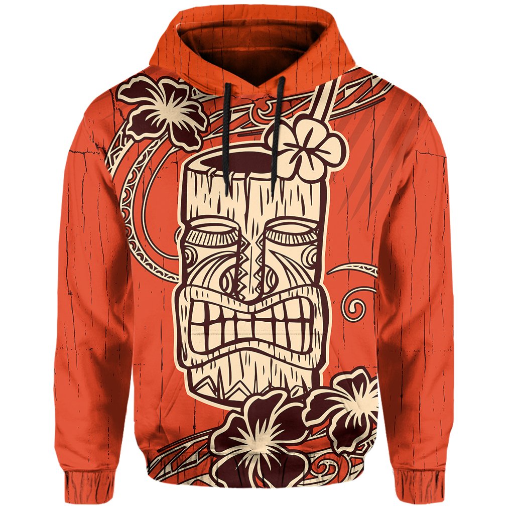 Hawaii Tiki Polynesian Hoodie Orange AH
