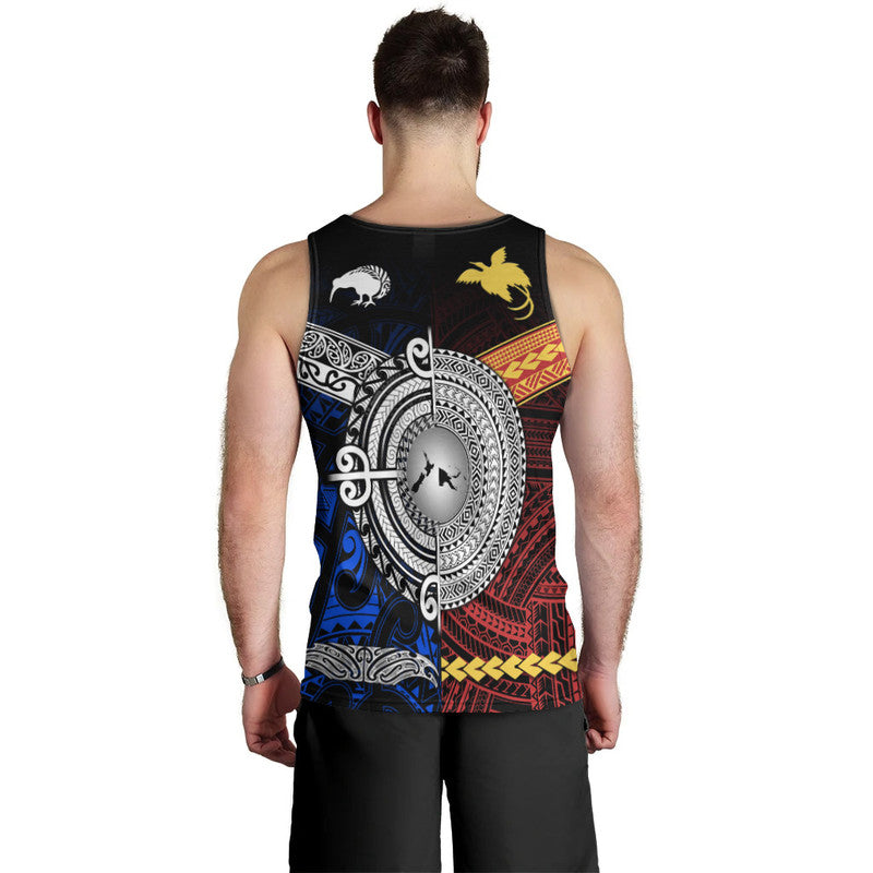 New Zealand And Papua New Guinea Men Tank Top Together Blue
