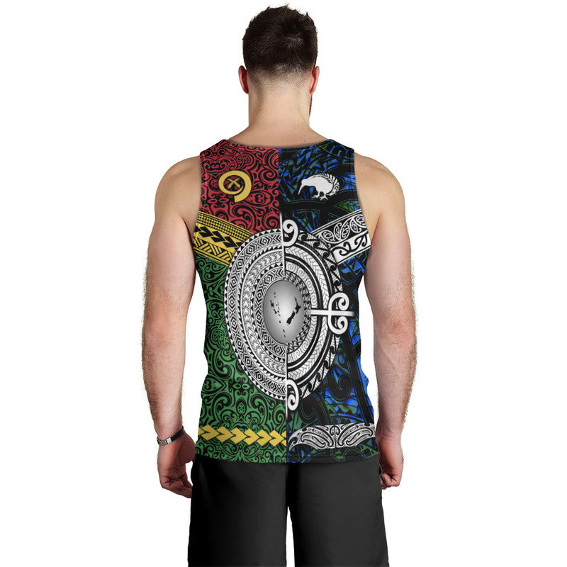 New Zealand And Vanuatu Men Tank Top Together Blue
