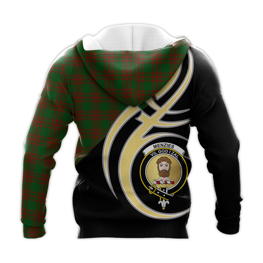 Printivon Menzies Clan Believe In Me Crest Tartan Knitted Hoodie Custom Your Text