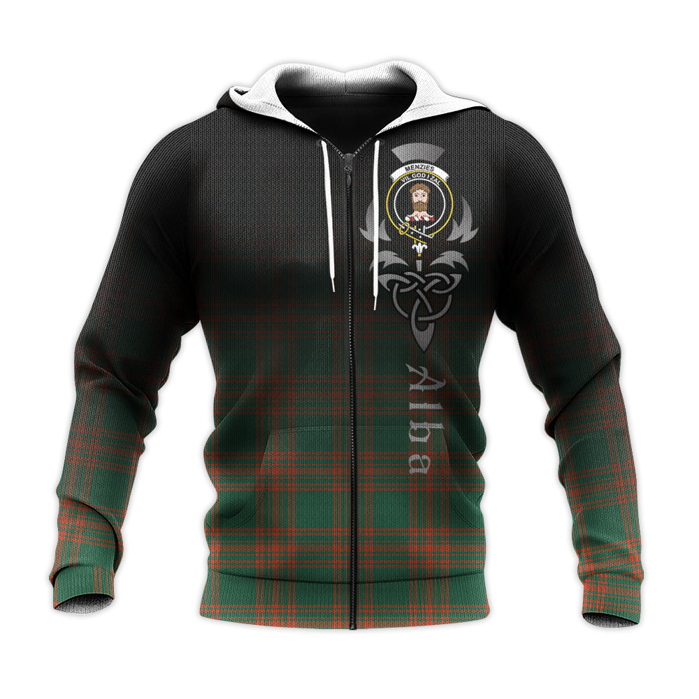 Printivon Menzies Green Ancient Tartan Crest Alba Celtic Hoodie
