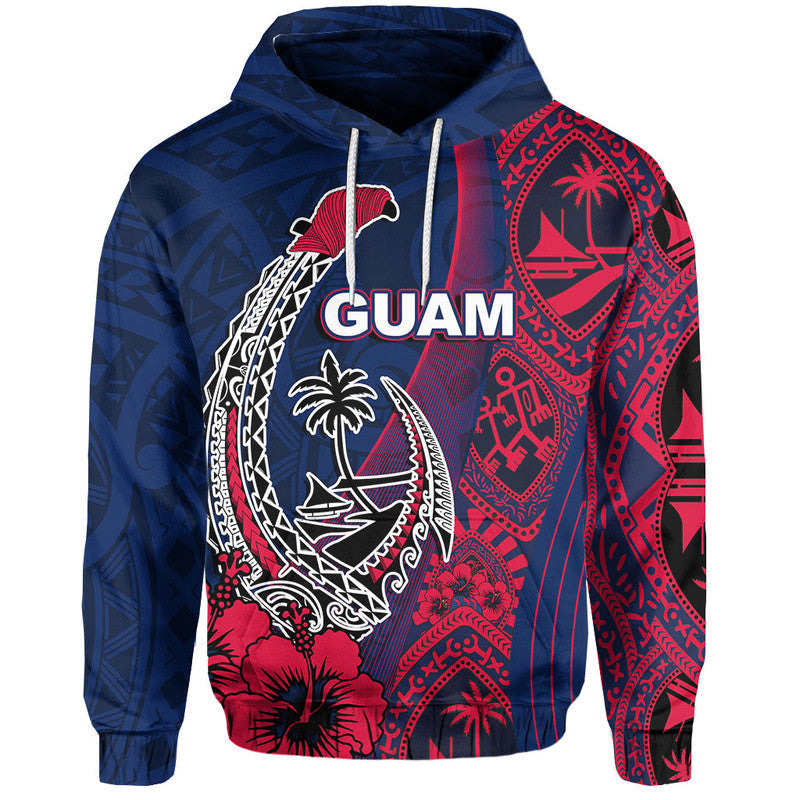 Guam Fish Hook Hoodie Flag Color Style Polynesian Zip Up Hoodie