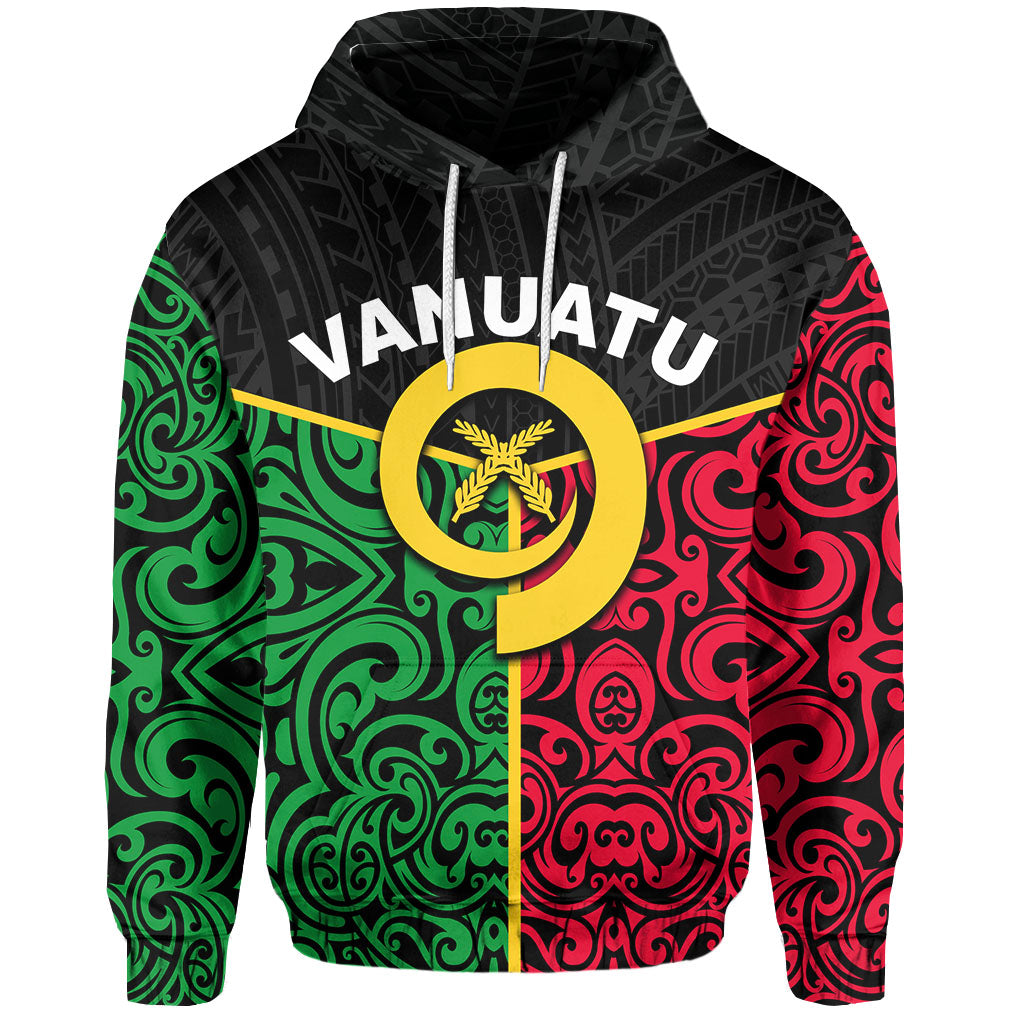 ( Personalised) Vanuatu Hoodie Polynesian Patterns Mix Flag