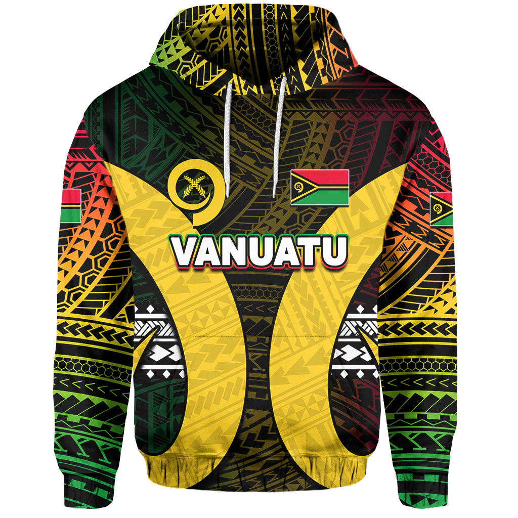 Custom Text Vanuatu Hoodie Personalised Polynesian Patterns Mix Pig Tusk
