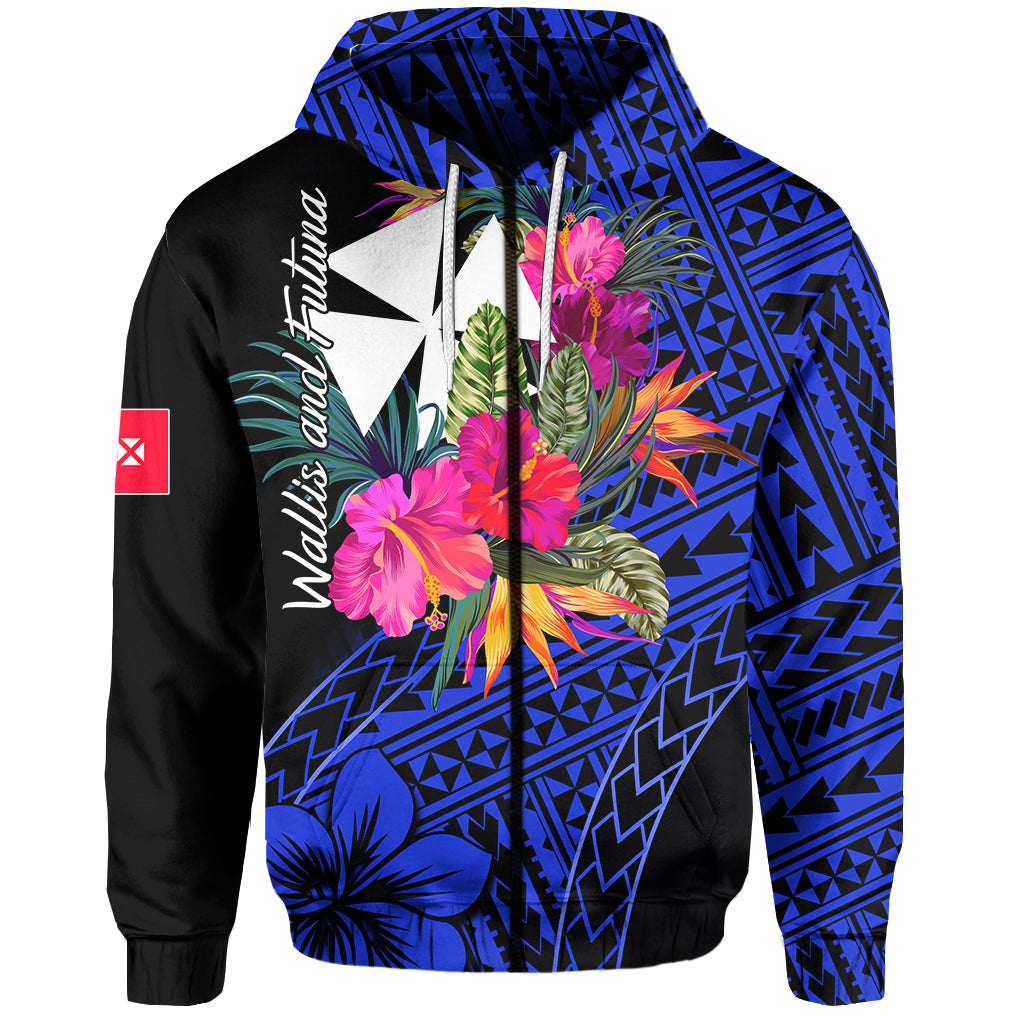 Wallis and Futuna Hoodie Hibiscus Blue No.1 Color