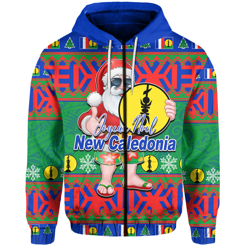 New Caledonia Christmas Zip Hoodie Cool Santa Claus