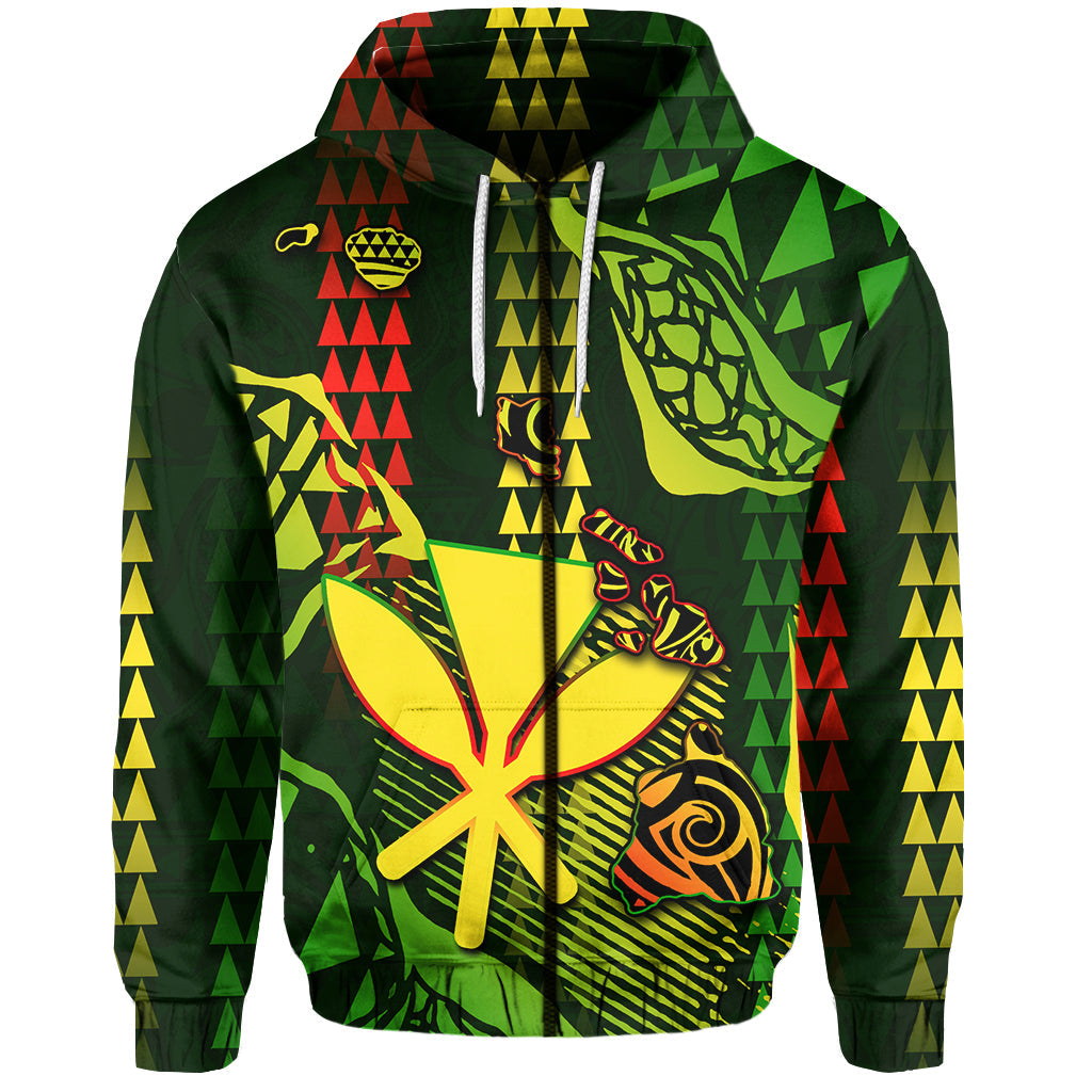 ( Personalised) Hawaii Kanaka Map Zip Hoodie Hawaii Color Style