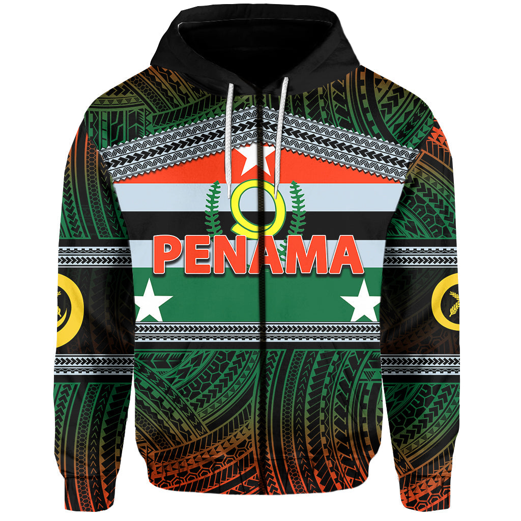 ( Personalised) Penama Province Zip Hoodie Of Vanuatu Polynesian Patterns