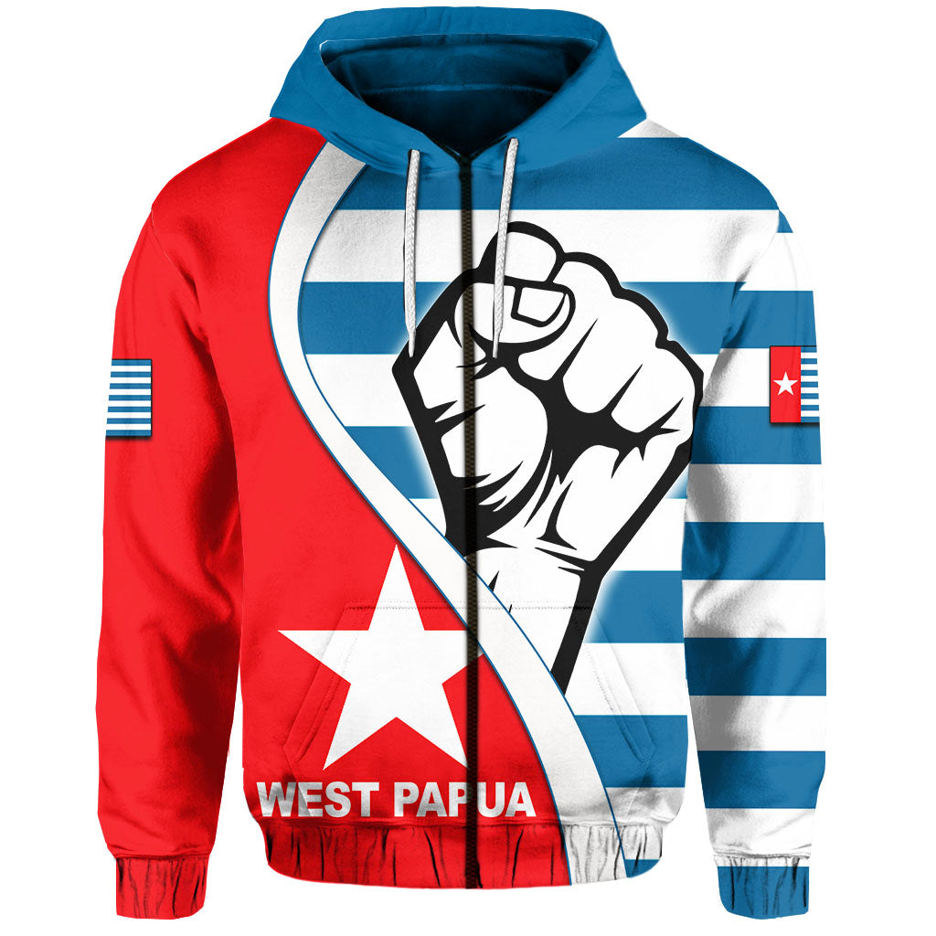 West Papua Zip Up Hoodie Clenched Hands Flag