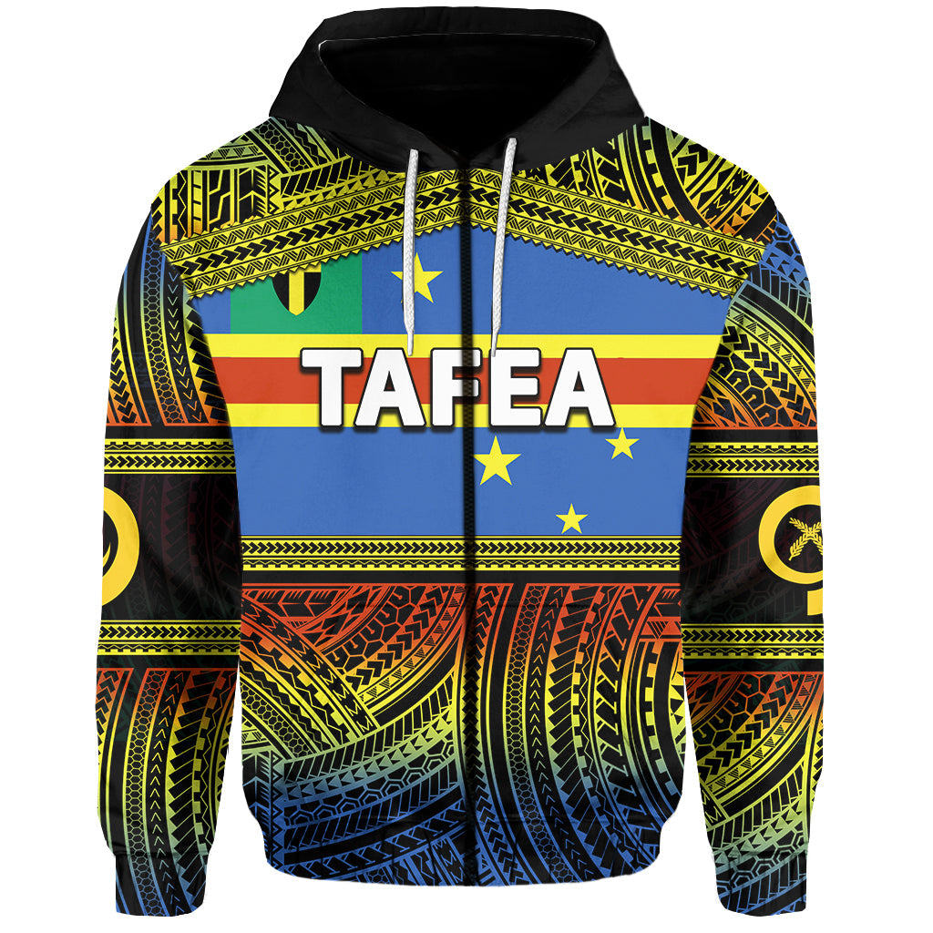 Tafea Day Zip Hoodie Of Vanuatu Polynesian Patterns