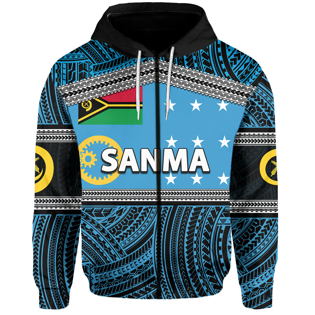 ( Personalised) Sanma Province Zip Hoodie Of Vanuatu Polynesian Patterns