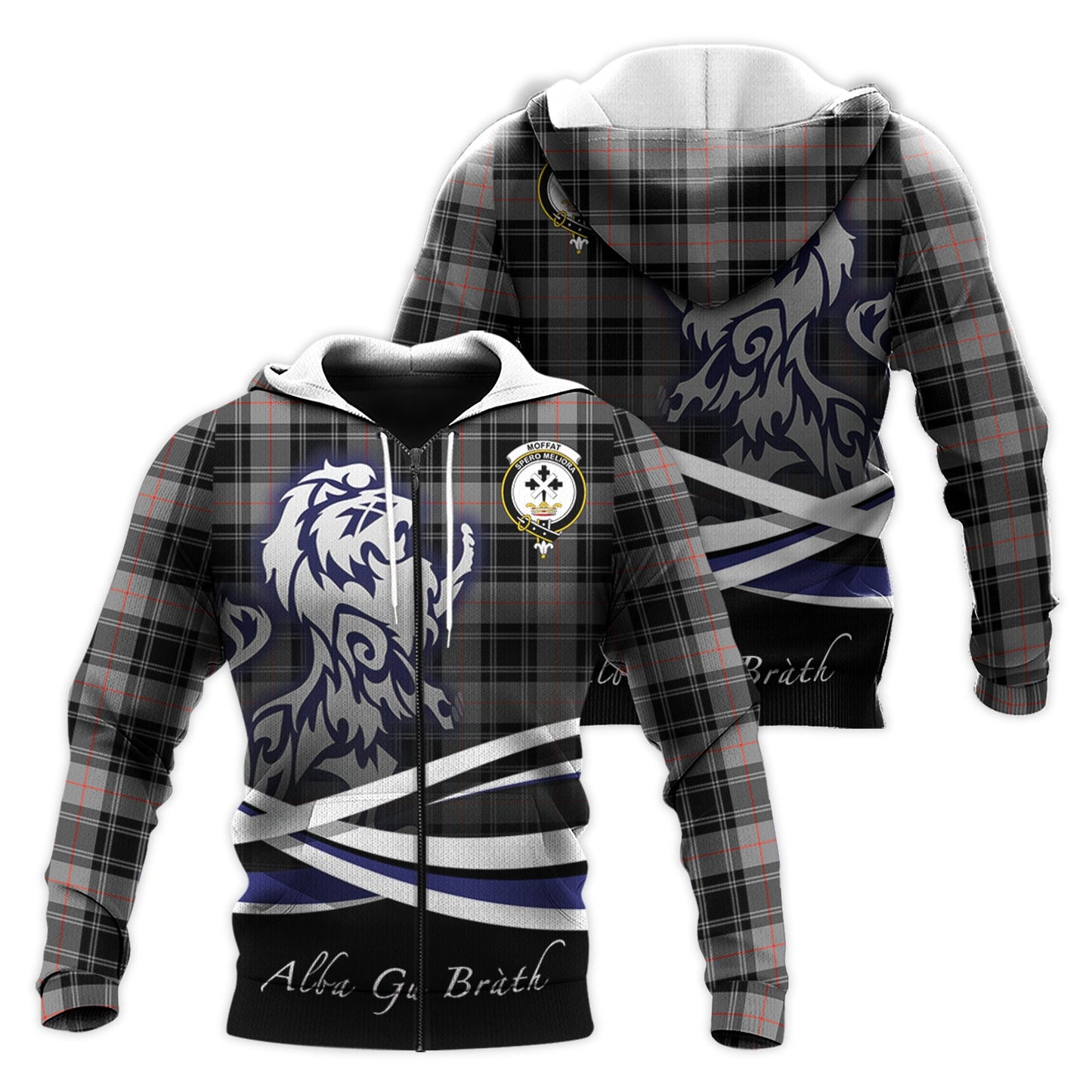 Printivon Moffat Modern Tartan Scottish Lion Hoodie
