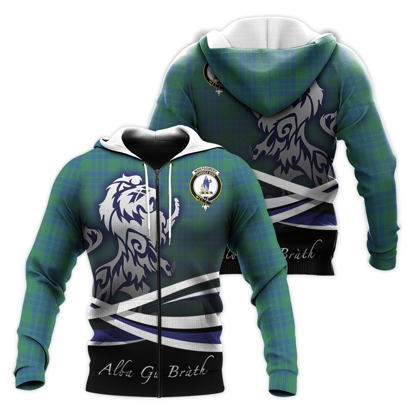Printivon Montgomery Ancient Tartan Scottish Lion Hoodie