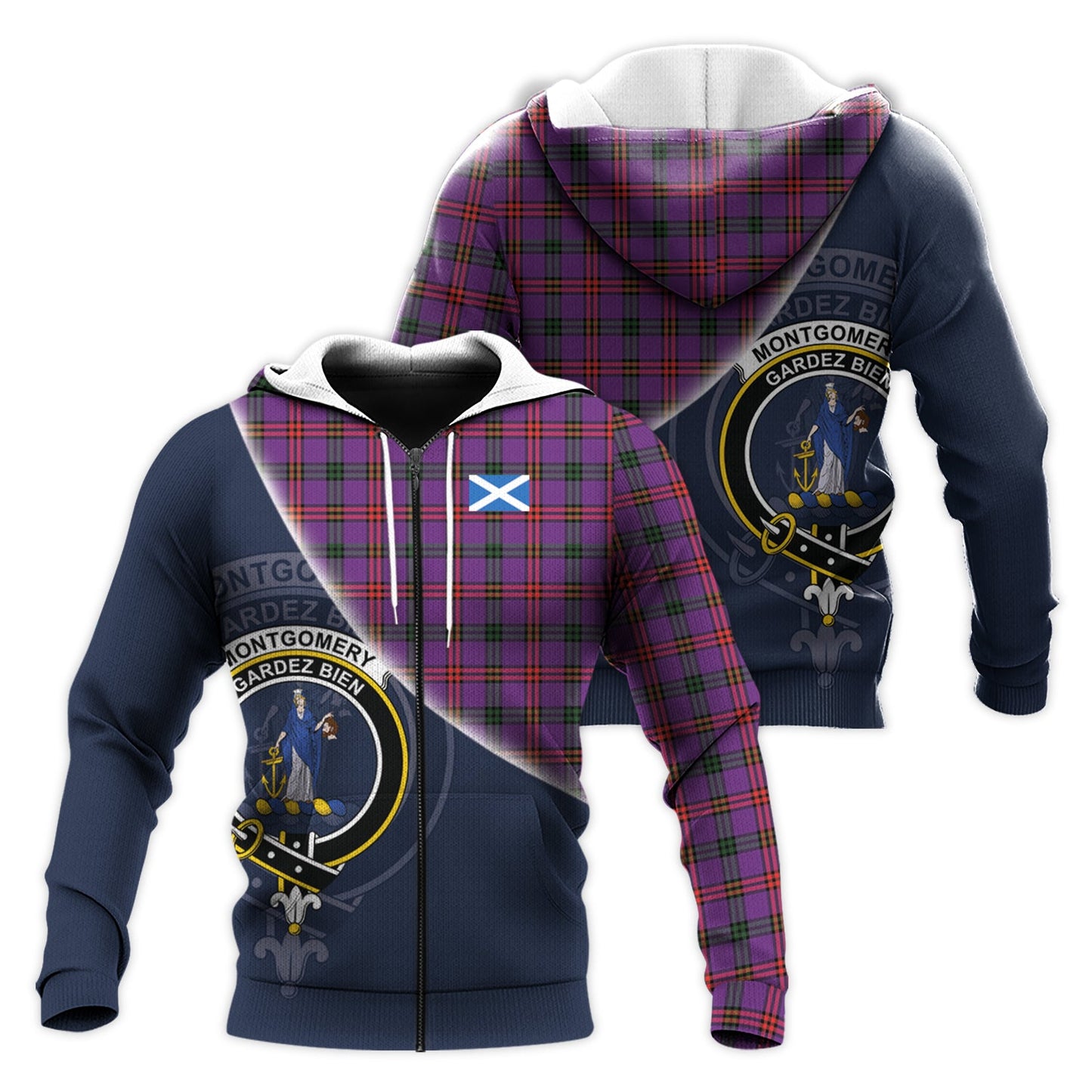 Printivon Montgomery Modern Tartan Scottish Crest Hoodie
