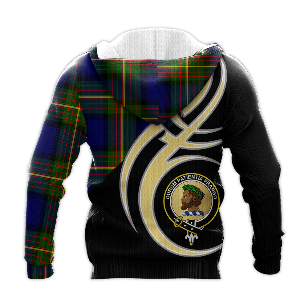 Printivon Moore Clan Believe In Me Crest Tartan Knitted Hoodie Custom Your Text