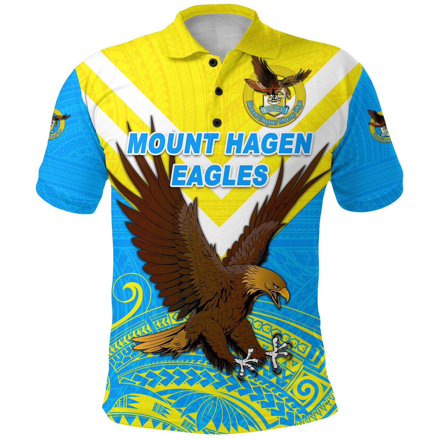 Papua New Guinea Mount Hagen Eagles Polo Shirt Wamp Nga Rugby - Blue