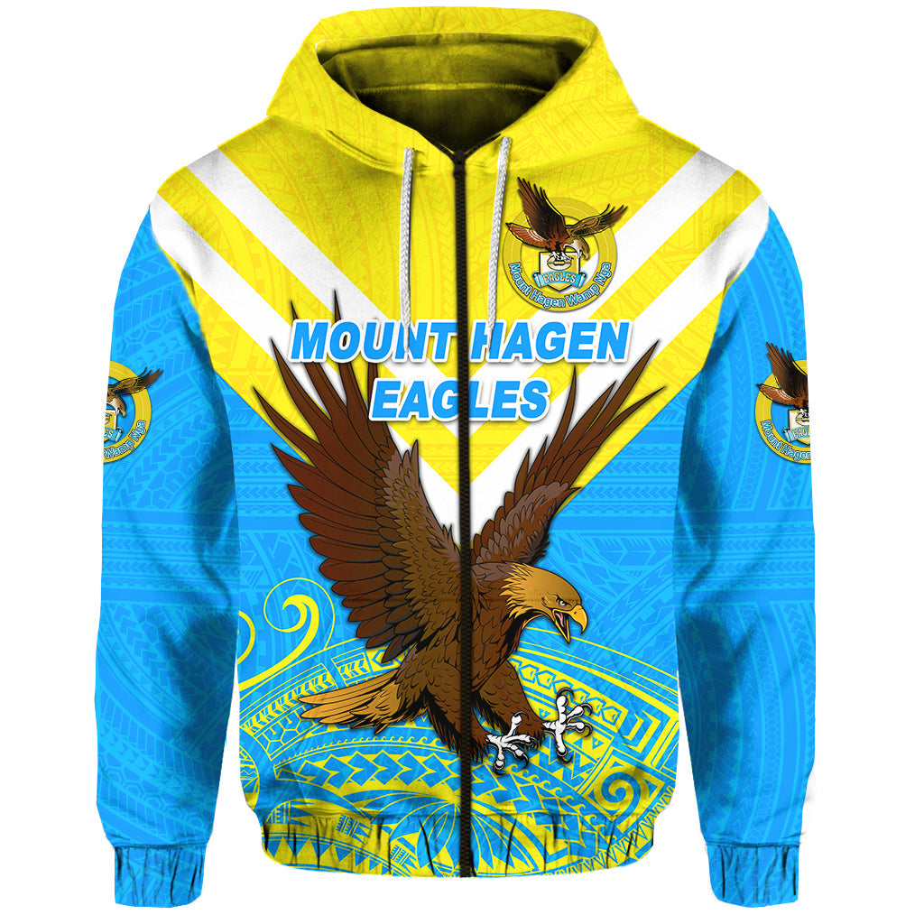 Papua New Guinea Mount Hagen Eagles Zip Hoodie Wamp Nga Rugby Blue