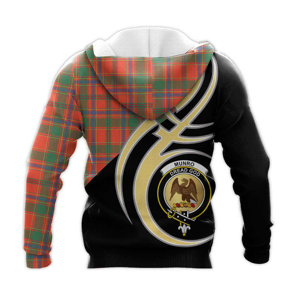 Printivon Munro Ancient Clan Believe In Me Crest Tartan Knitted Hoodie Custom Your Text